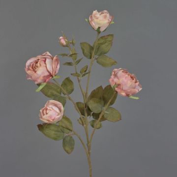 Artificial rose spray SITARA, dusky pink, 30"/75cm, Ø2"-3.1"/5-8cm