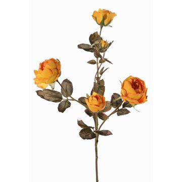 Artificial rose spray SITARA, orange-yellow, 30"/75cm, Ø2"-3.1"/5-8cm Artificial rose spray SITARA, orange-yellow, 30"/75cm, Ø2"-3.1"/5-8cm