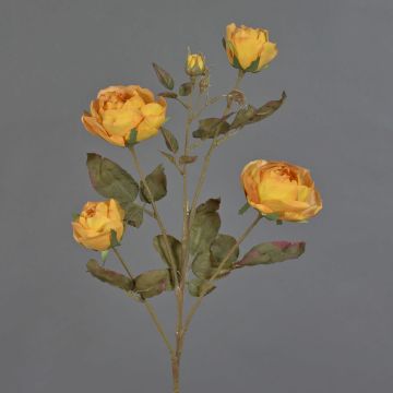 Artificial rose spray SITARA, orange-yellow, 30"/75cm, Ø2"-3.1"/5-8cm Artificial rose spray SITARA, orange-yellow, 30"/75cm, Ø2"-3.1"/5-8cm