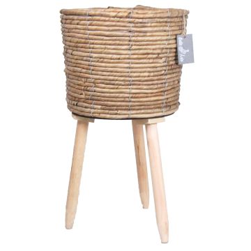 Basket flowerpot SOLEA, Scandinavian, wooden legs, beige, 18"/45cm, Ø10"/26cm Basket flowerpot SOLEA, Scandinavian, wooden legs, beige, 18"/45cm, Ø10"/26cm