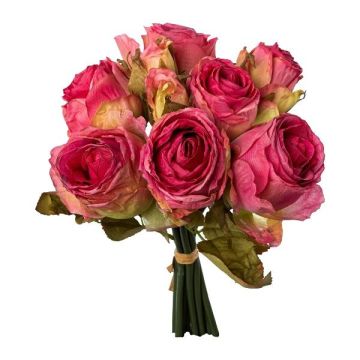 Artificial bouquet of roses NERZO, fuchsia, 12"/30cm