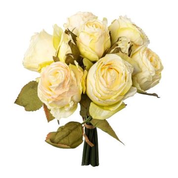 Artificial bouquet of roses NERZO, cream, 12"/30cm