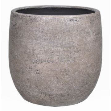 Flower pot made of ceramic AGAPE with texture, white-brown, 12"/31cm, Ø13"/34cm