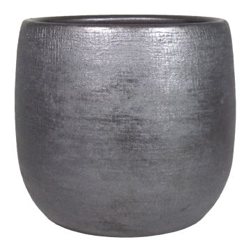 Flower pot made of ceramic AGAPE with texture, black, 12"/31cm, Ø13"/34cm