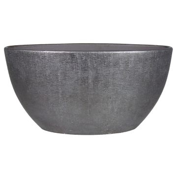 Flower pot made of ceramic AGAPE oval with texture, black, 19"x8"x10"/49x20x25cm