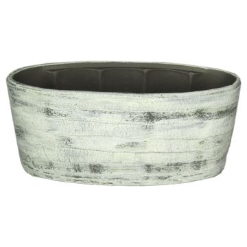 Ceramic decorative bowl ADELPHOS, oval, lines, white-dark grey, 13"x6"x6"/33x15x15cm Ceramic decorative bowl ADELPHOS, oval, lines, white-dark grey, 13"x6"x6"/33x15x15cm
