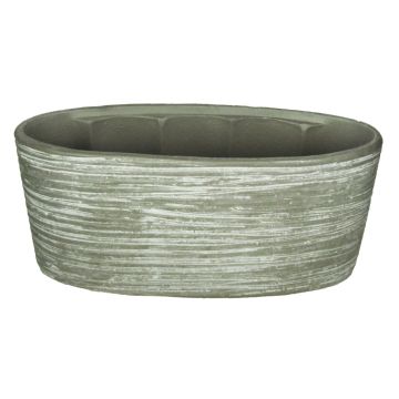 Ceramic decorative bowl ADELPHOS, oval, grooves, grey-brown, 13"x6"x6"/33x15x15cm