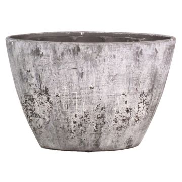 Orchid pot ADELPHOS made of ceramic, oval, stone look, dark grey-white, 13"x5.7"x9"/32x14.5x22.5cm