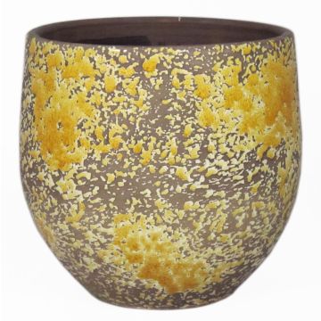 Flower pot TSCHIL made of ceramic, rustic, colour gradient, ochre yellow-brown, 6.3"/16cm, Ø6.7"/17cm Flower pot TSCHIL made of ceramic, rustic, colour gradient, ochre yellow-brown, 6.3"/16cm, Ø6.7"/17cm