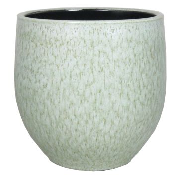 Ceramic flower pot ELIEL, speckled, mint green-white, 11"/28cm, Ø11"/28cm
