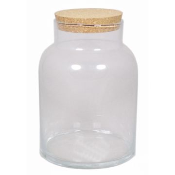 Glass jar ALUKA with cork, clear, 12"/31cm, Ø8"/21cm