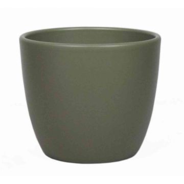Ceramic pot for plants TEHERAN BASAR, olive green matt, 6.7"/17cm, Ø7.7"/19,5cm Ceramic pot for plants TEHERAN BASAR, olive green matt, 6.7"/17cm, Ø7.7"/19,5cm