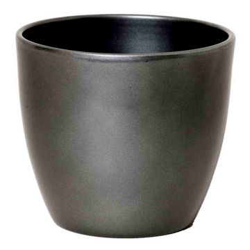 Ceramic pot for plants TEHERAN BASAR, anthracite, 4.7"/12cm, Ø5.3"/13,5cm