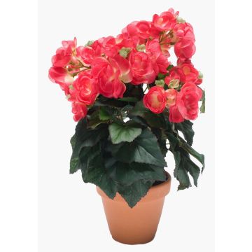 Artificial begonia CATINKA in terracotta pot, fuchsia, 12"/30cm