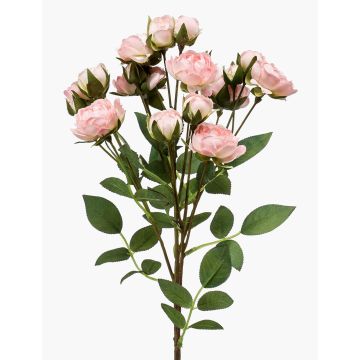 Artificial roses branch TOSSA, light pink, 22"/55cm