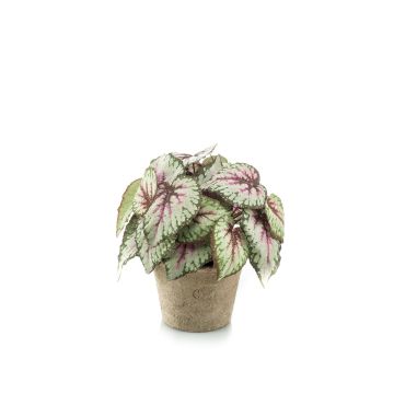 Artificial painted-leaf begonia MEIRA in terracotta pot, bushy, green-light pink, 10"/25cm Artificial painted-leaf begonia MEIRA in terracotta pot, bushy, green-light pink, 10"/25cm
