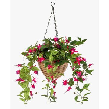 Artificial hanging basket, fuchsia, crossdoor, pink, 28"/70cm