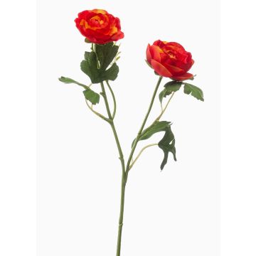 Decorative ranunculus flower branch FLORANCE, dark orange, 45cm