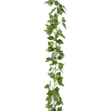 Artificial hop garland POLNUG with flowers, green, 6ft/180cm Artificial hop garland POLNUG with flowers, green, 6ft/180cm