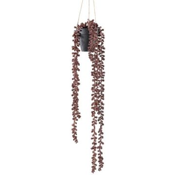Artificial pea plant, hanging basket MURBY in decorative pot, red-brown, 24"/60cm