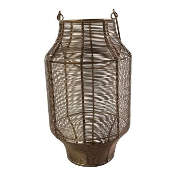 Iron Lantern EMANUELE, with handle, bronze, 48cm, Ø28cm
