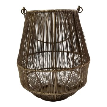 Iron Lantern GIUSEPPINO, with handle, bronze, 25cm, Ø22cm