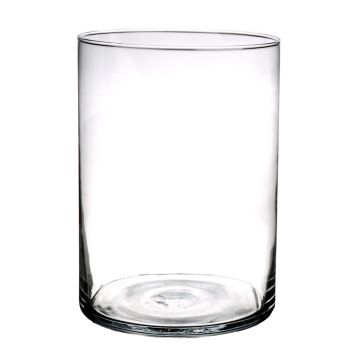 Cylindrical glass vase SANYA EARTH, clear, 10"/25cm, Ø7"/18cm