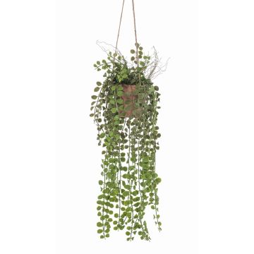 Artificial hanging basket: climbing fig 'GREGORIOS' in decorative pot, with roots, green, 35"/90cm Artificial hanging basket: climbing fig 'GREGORIOS' in decorative pot, with roots, green, 35"/90cm