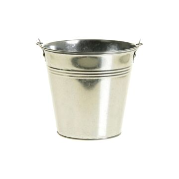 Decorative zinc bucket DEVIS with handle, silver, 3.8"/9,6cm, Ø4.3"/11cm