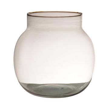 Vase for flowers GANJA, glass, recycled, clear, 9"/23cm, Ø9"/23cm