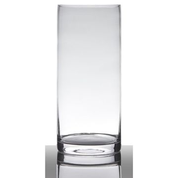 Cylindrical flower vase SANSA EARTH, clear, 14"/35cm, Ø6"/15cm