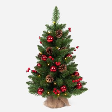 Artificial Christmas tree KERAVA, LEDs, decorated, 60cm, Ø40cm