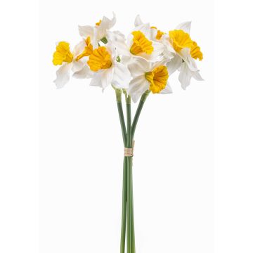 Artificial bouquet of daffodils, BROZIN, white and yellow, 40cm