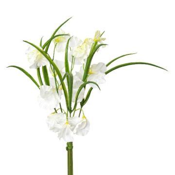 Artificial bouquet of lathyrus latifolius BORMA, white, 16"/40cm