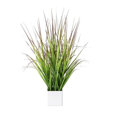 Artificial grass Cogongrass SANZA in decorative pot, green-red, 24"/60cm
