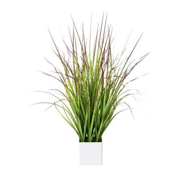 Artificial grass Cogongrass SANZA in decorative pot, green-red, 30"/75cm