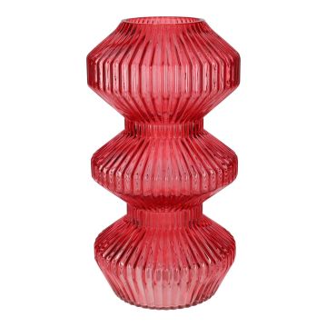 Glass Vase LUCELLE ribbed, cherry red, 12"/30cm, Ø6.3"/16cm Glass Vase LUCELLE ribbed, cherry red, 12"/30cm, Ø6.3"/16cm