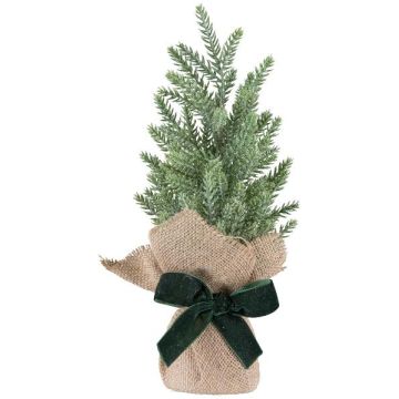 Decorative tree spruce TENNES in jute bag, with bow, 11"/27cm