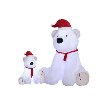 XXL decorative Polar bears CASIMARO, inflatable, plush, LEDs, white, 5ftx6ftx6ft/165x170x183cm XXL decorative Polar bears CASIMARO, inflatable, plush, LEDs, white, 5ftx6ftx6ft/165x170x183cm