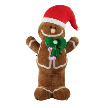 XXL decorative Gingerbread man LEBRIO, inflatable, plush, LEDs, brown, 4ftx32"x8ft/135x81x244cm XXL decorative Gingerbread man LEBRIO, inflatable, plush, LEDs, brown, 4ftx32"x8ft/135x81x244cm