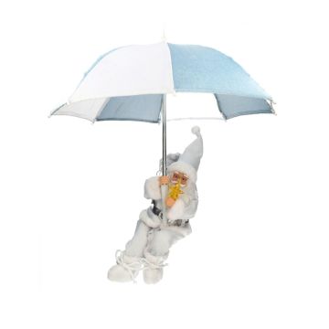 Hanging Santa Claus SISSON with Schirm, LEDs, light blue-white, 77cm, Ø70cm