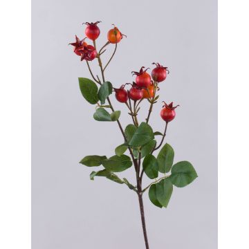 Decorative potato rose branch LOPUNY with rose hips, orange, 28"/70cm Decorative potato rose branch LOPUNY with rose hips, orange, 28"/70cm