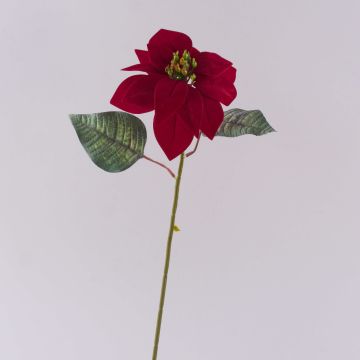 Artificial velvet poinsettia LIBASSE, red, 45cm