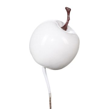 Decorative apple NIPON with stem, 6 pieces, white, 1"/2,5cm Decorative apple NIPON with stem, 6 pieces, white, 1"/2,5cm