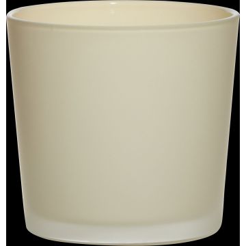 Flower pot made of glass ALENA FROST, beige matt, 4.3"/11cm, Ø4.5"/11,5cm