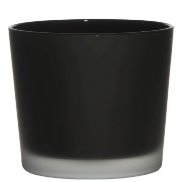 Flower pot made of glass ALENA FROST, black matt, 4.9"/12,5cm, Ø5.7"/14,5cm