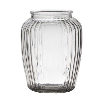 Glass vase NOLAN, vertical stripes, clear, 8"/19,5cm, Ø6.1"/15,5cm