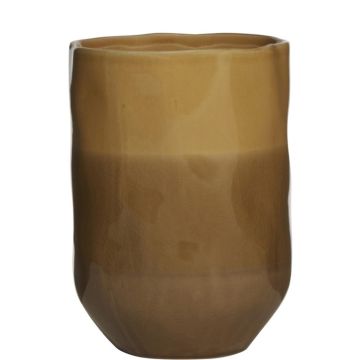 Ceramic planter DONELLA, brown-beige, 8"/20cm, Ø6"/15cm