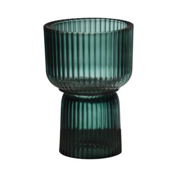 Large KENSIE tea light holder, glass, ribbed, green-clear, 6.1"/15.5cm, Ø4.1"/10.5cm Large KENSIE tea light holder, glass, ribbed, green-clear, 6.1"/15.5cm, Ø4.1"/10.5cm