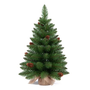 Artificial fir tree HEINOLA with cones, jute sack, 60cm, Ø40cm